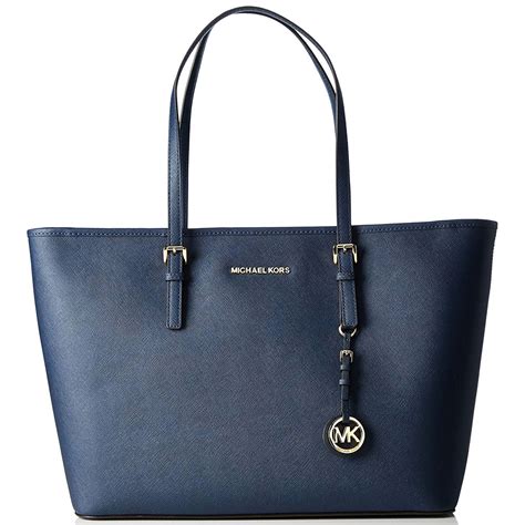 michael kors jet set macbook travel navy tote|Jet Set Medium Tote Bag .